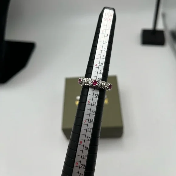Judith Ripka Sterling Diamonique Ruby Ring Size 5 - Picture 6 of 11